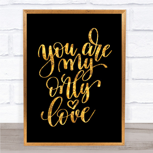 You Are My Only Love Quote Print Black & Gold Wall Art Picture