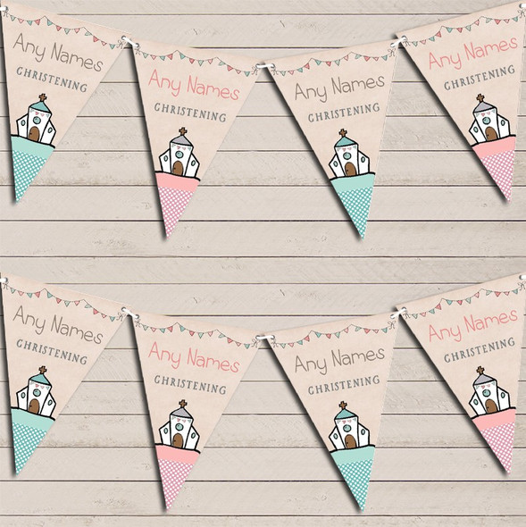 Cute Party Decoration Christening Twins Christening Bunting Garland Party Banner