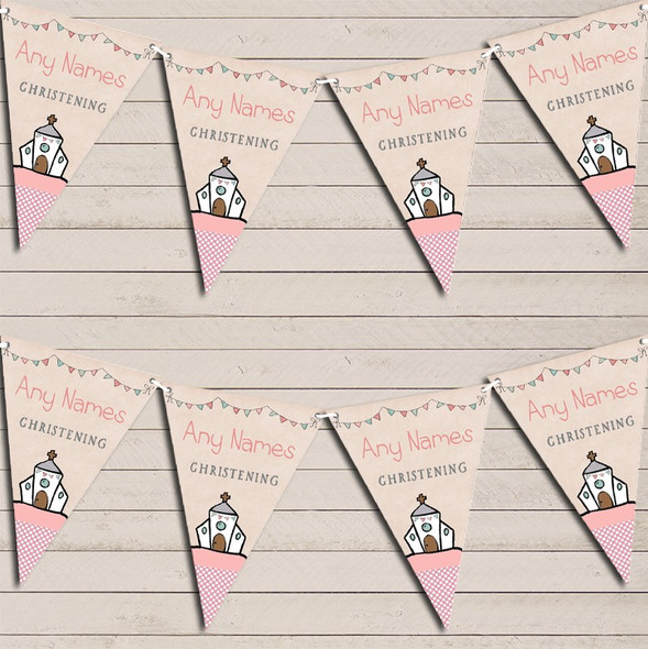 Cute Party Decoration christening Girls Christening Bunting Garland Party Banner