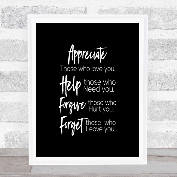 Those Who Love You Quote Print Black & White