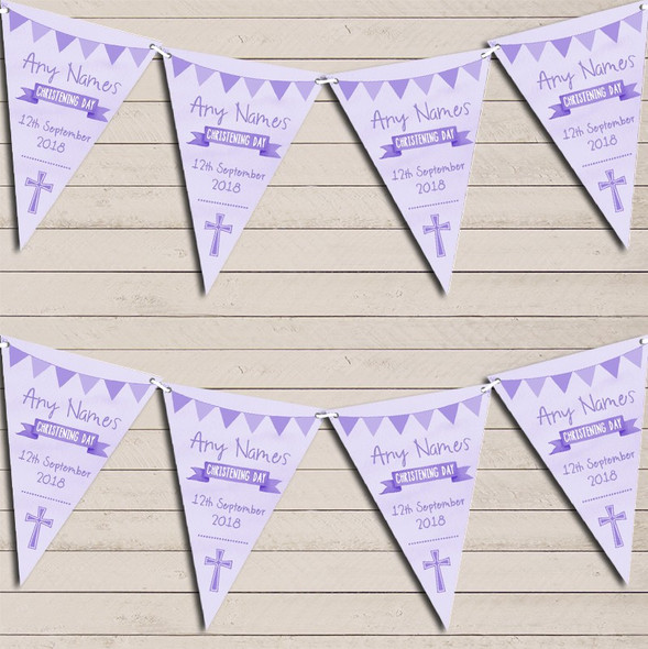 Lilac Purple Watercolour Banner Christening Day Christening Bunting