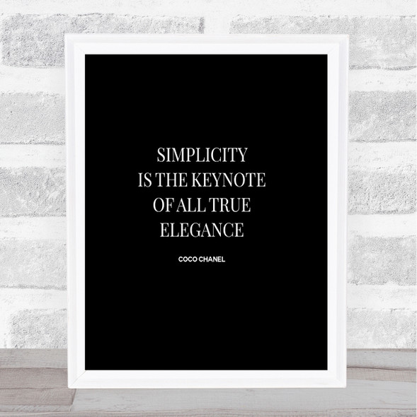 Coco Chanel Simplicity Quote Print Black & White