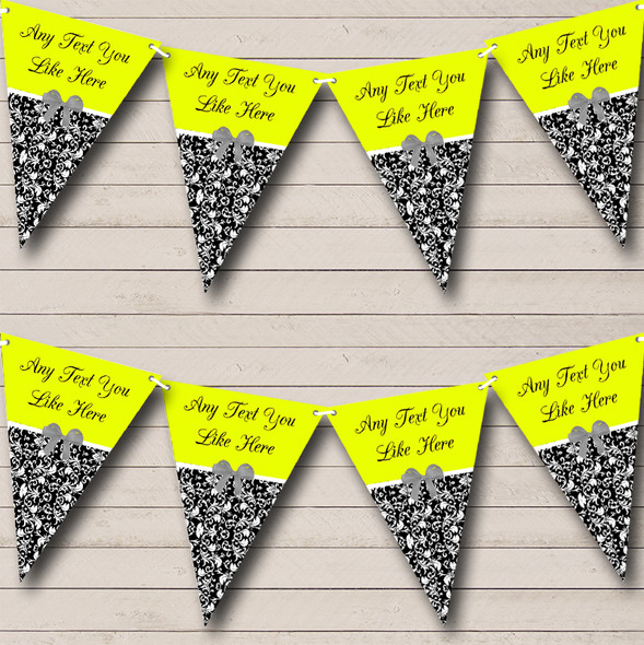 Yellow Damask Shabby Chic Vintage Engagement Party Bunting