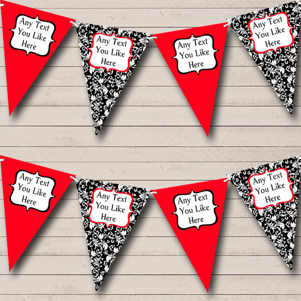 Red White Black Damask Engagement Party Bunting