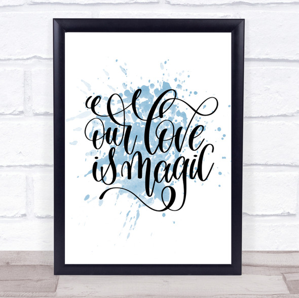 Our Love Is Magic Inspirational Quote Print Blue Watercolour Poster