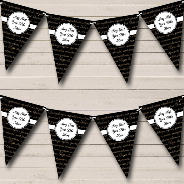 Black And Gold Latin Script Engagement Party Bunting