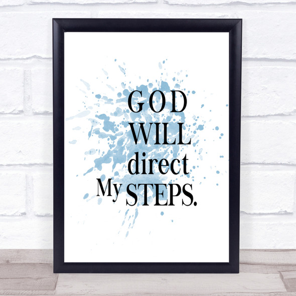 Direct My Steps Inspirational Quote Print Blue Watercolour Poster