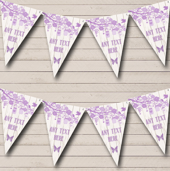 Shabby Chic Vintage Wood Lilac Engagement Party Bunting