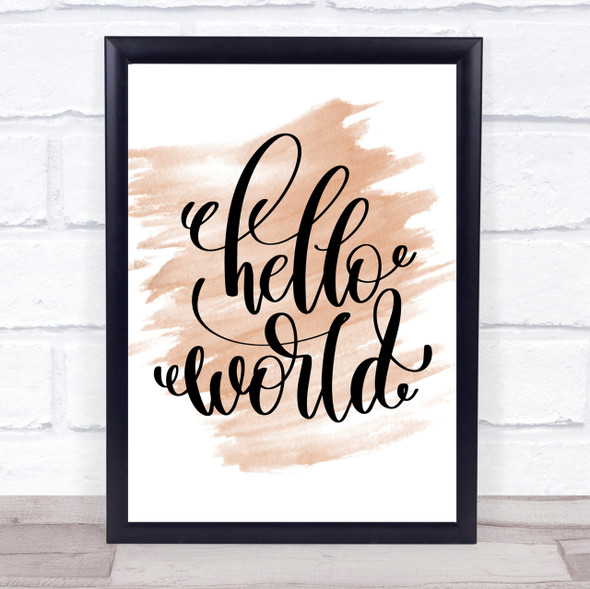 Hello World Swirl Quote Print Watercolour Wall Art