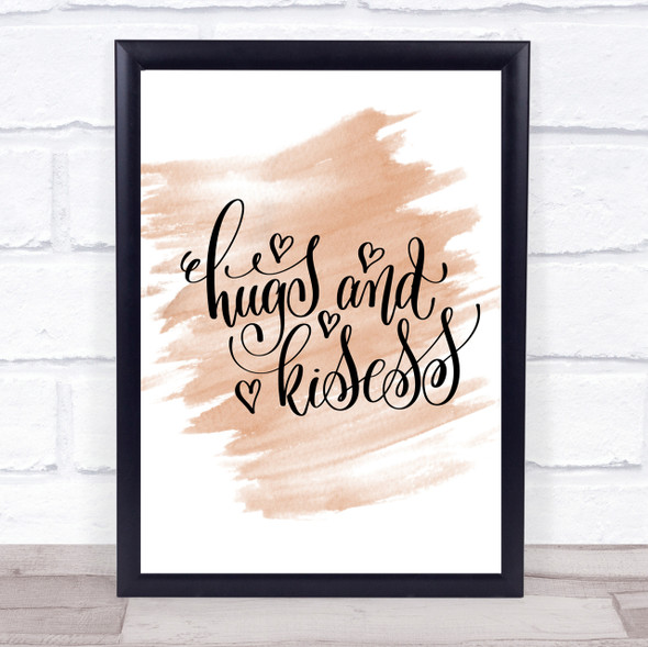 Hugs And Kisses Quote Print Watercolour Wall Art