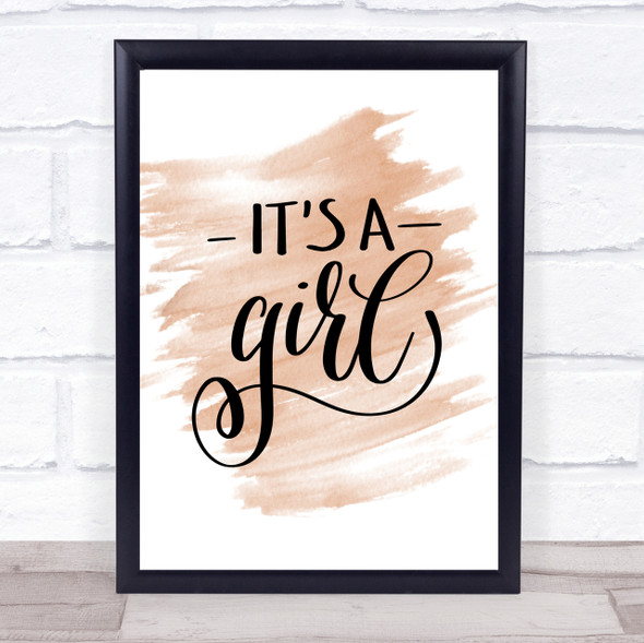 Its A Girl Quote Print Watercolour Wall Art