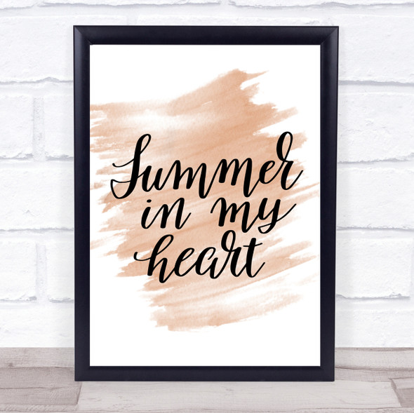 Summer In Heart Quote Print Watercolour Wall Art