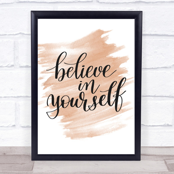 Believe In Yourself Swirl Quote Print Watercolour Wall Art