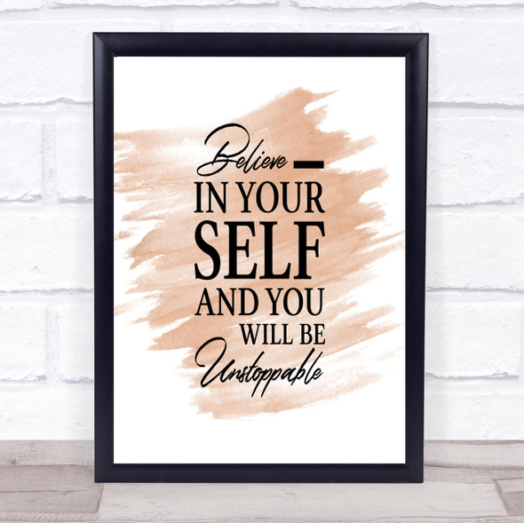 Believe In Yourself Quote Print Watercolour Wall Art