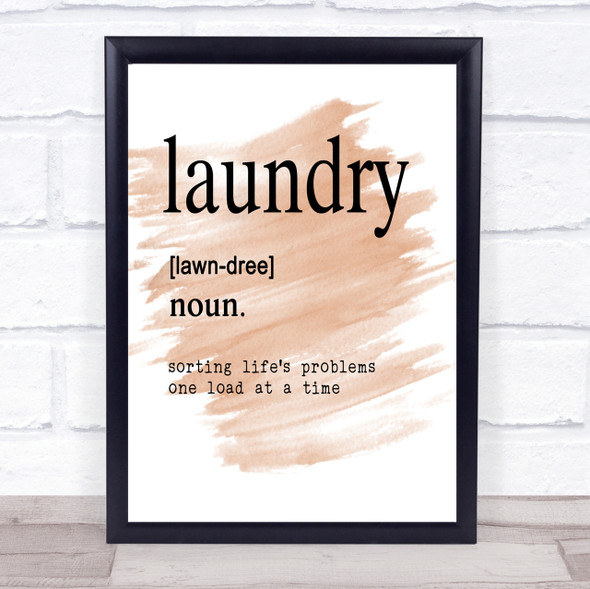 Word Definition Laundry Quote Print Watercolour Wall Art