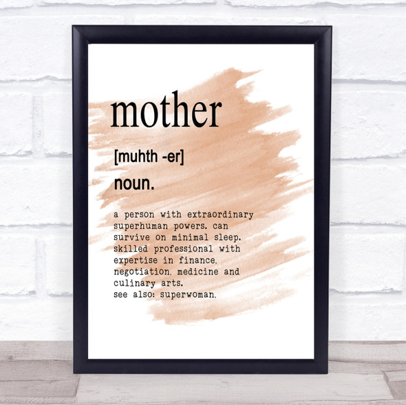 Word Definition Mother Quote Print Watercolour Wall Art