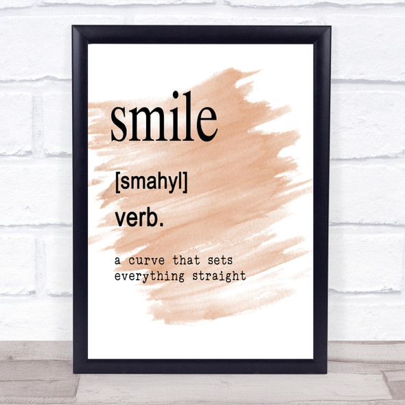 Word Definition Smile Quote Print Watercolour Wall Art