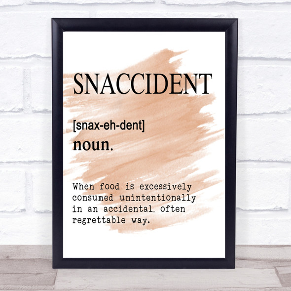 Word Definition Snaccident Quote Print Watercolour Wall Art