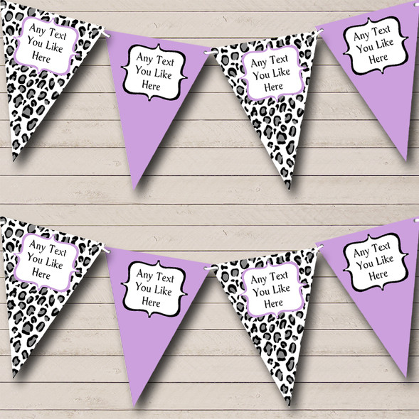 Black White & Lilac Animal Print Hen Do Night Party Bunting