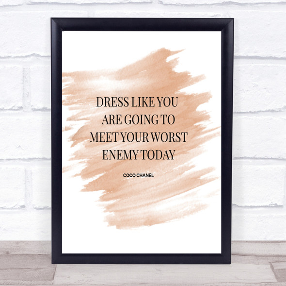 Coco Chanel Worst Enemy Quote Print Watercolour Wall Art