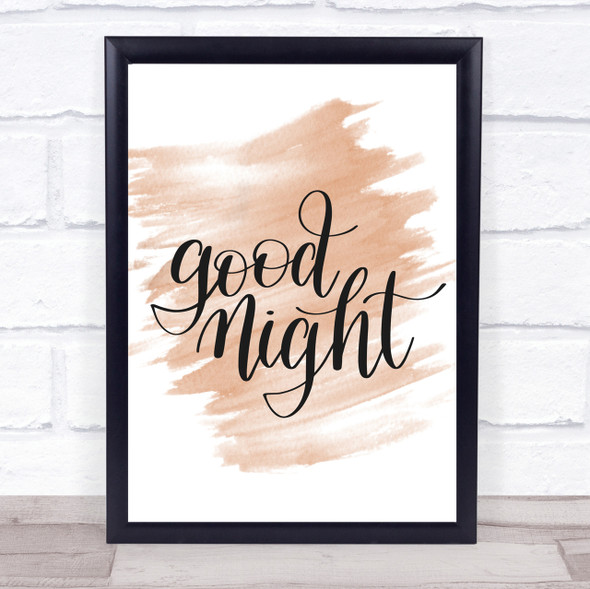 Goodnight Quote Print Watercolour Wall Art