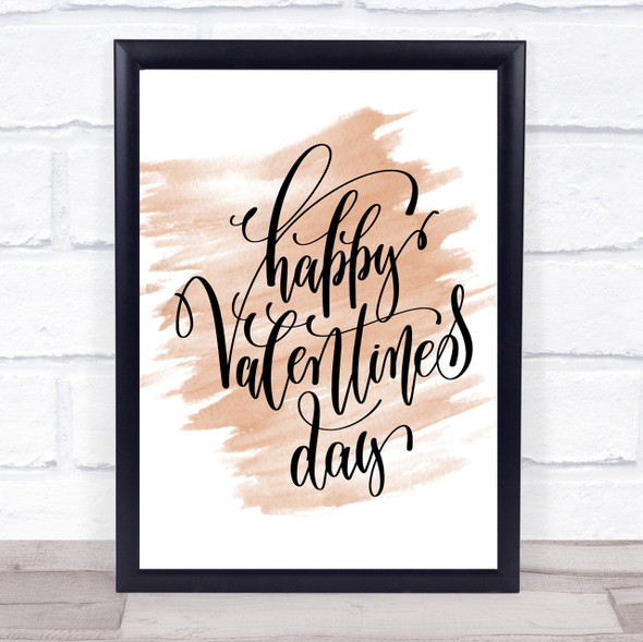 Happy Valentines Quote Print Watercolour Wall Art