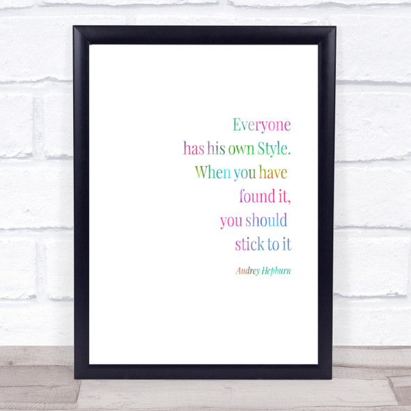 Audrey Hepburn Own Style Rainbow Quote Print