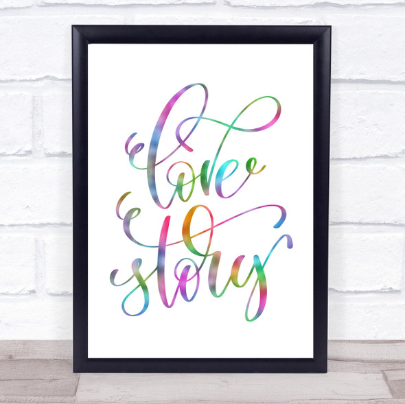 Love Story Swirl Rainbow Quote Print