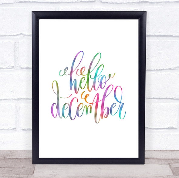 Christmas Hello December Rainbow Quote Print