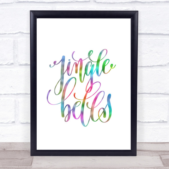 Christmas Jingle Bells Rainbow Quote Print