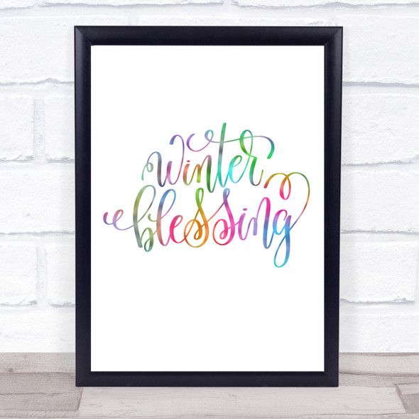 Christmas Winter Blessing Rainbow Quote Print