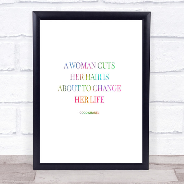 Coco Chanel Cut Hair Rainbow Quote Print