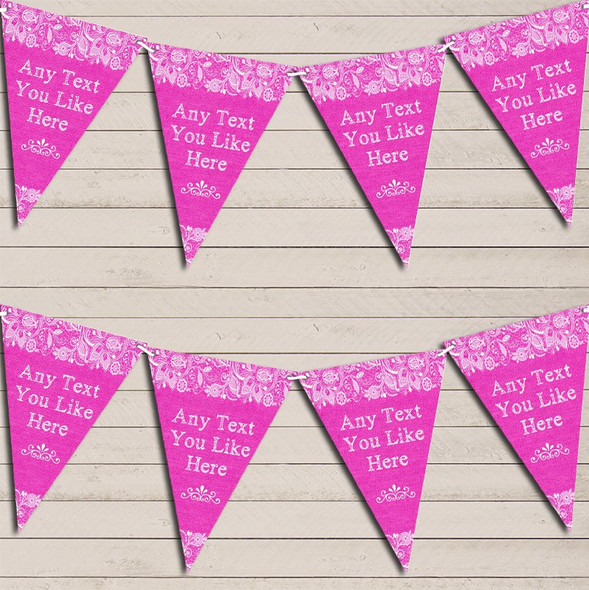 Pretty Lace Hot Bright Pink Retirement Bunting Garland Party Banner