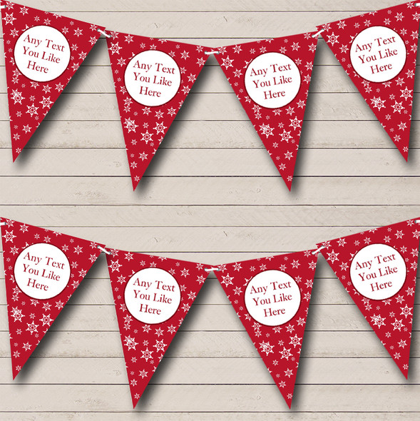 White Snowflakes Red Christmas Decoration Bunting