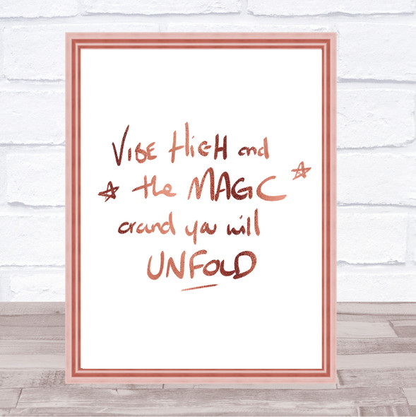 Ride High Magic Quote Print Poster Rose Gold Wall Art