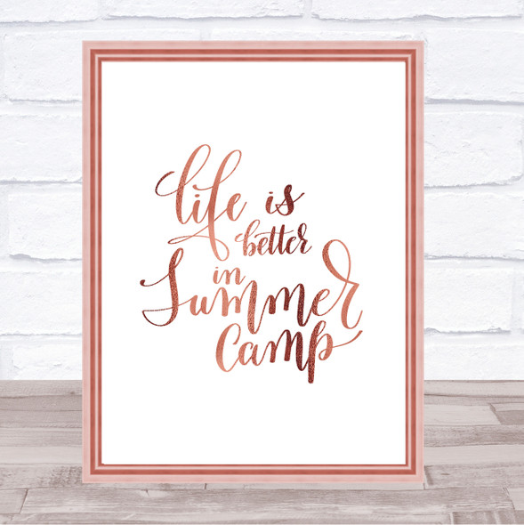 Summer Camp Quote Print Poster Rose Gold Wall Art