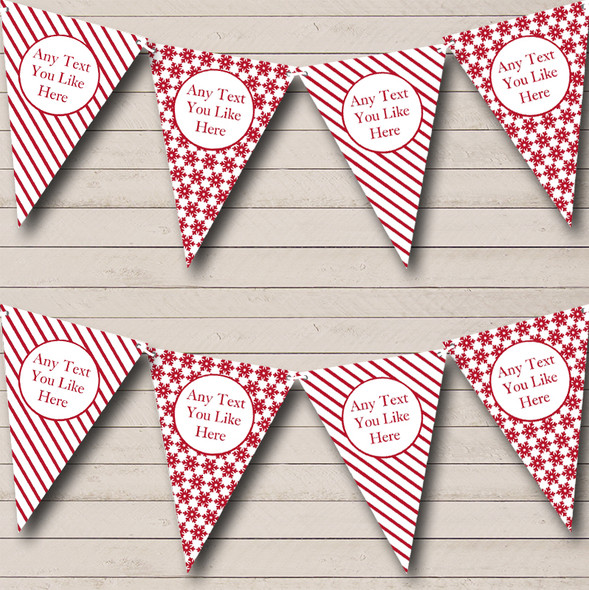 Red & White Stripes Snowflakes Christmas Decoration Bunting