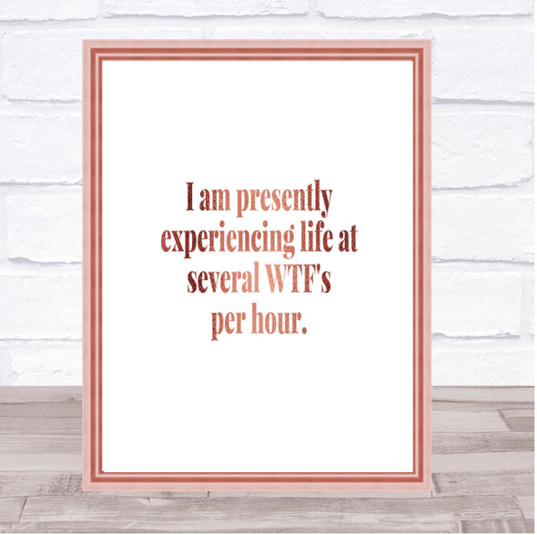 Wtf'S Per Hour Quote Print Poster Rose Gold Wall Art