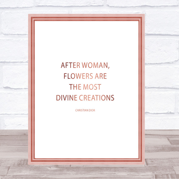 Christian Dior Flowers Quote Print Poster Rose Gold Wall Art
