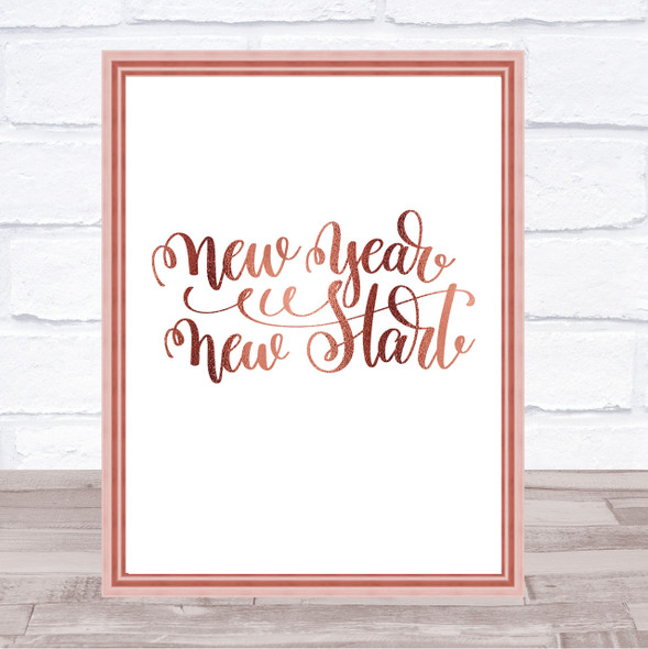 Christmas New Year New Start Quote Print Poster Rose Gold Wall Art