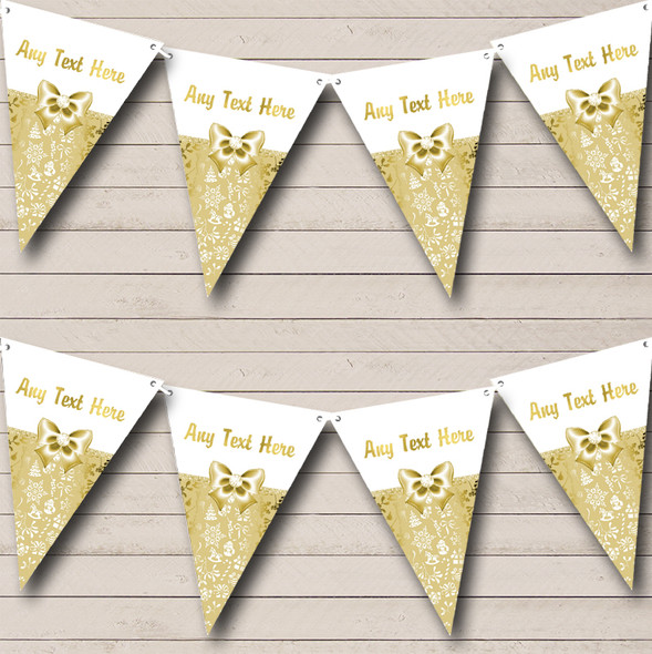 Gold And White Bow Christmas Bunting