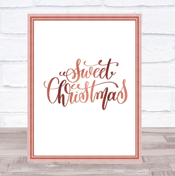 Christmas Sweet Xmas Quote Print Poster Rose Gold Wall Art