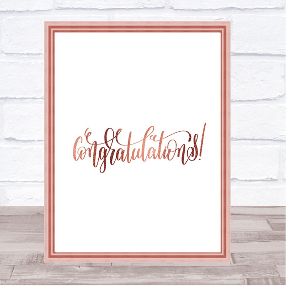 Congratu Quote Print Poster Rose Gold Wall Art