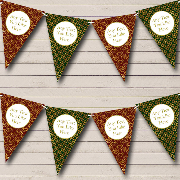 Deep Green Red Gold Patterns Christmas Decoration Bunting