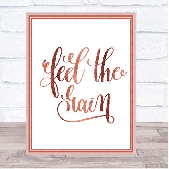 Feel The Gain Quote Print Poster Rose Gold Wall Art