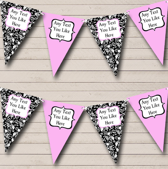 Pink White Black Damask Shabby Chic Garden Tea Party Bunting