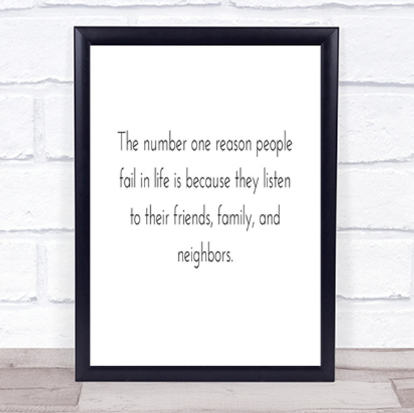 Reason People Fail Quote Print Poster Typography Word Art Picture
