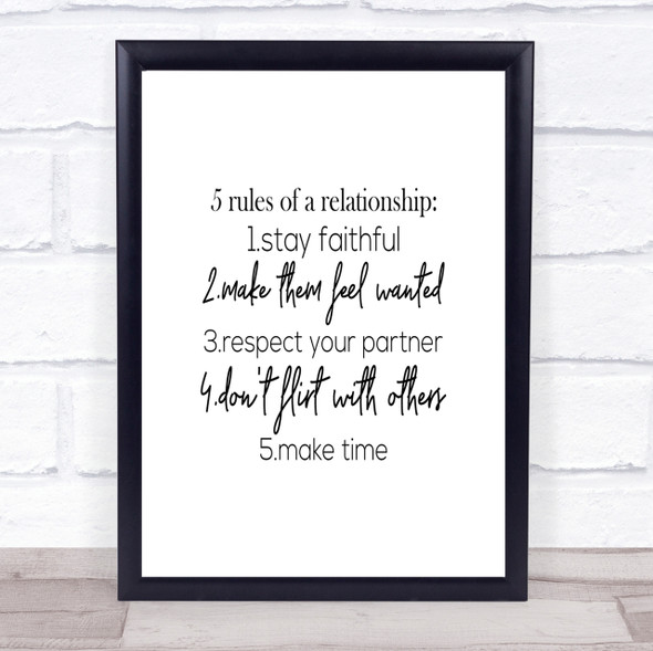 5 Rules Quote Print Poster Typography Word Art Picture