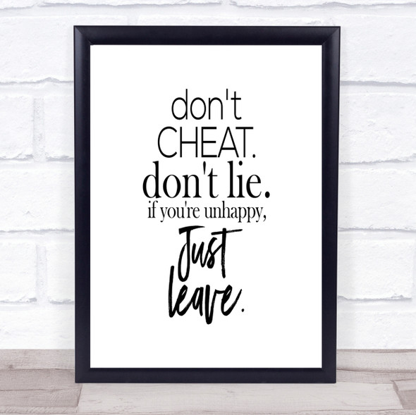 Don't Cheat Quote Print Poster Typography Word Art Picture