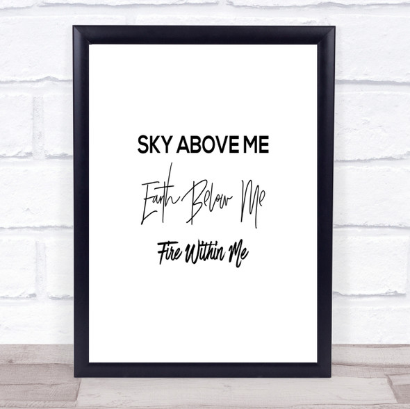 Earth Below Me Quote Print Poster Typography Word Art Picture